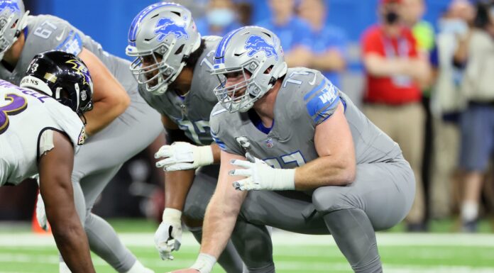 Frank Ragnow with the Lions in 2021