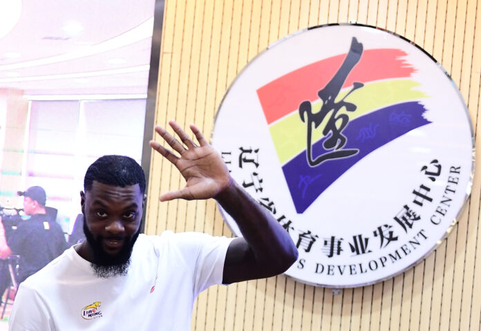 Lance Stephenson in a news conference held by The Liaoning Flying Leopards in 2019.
