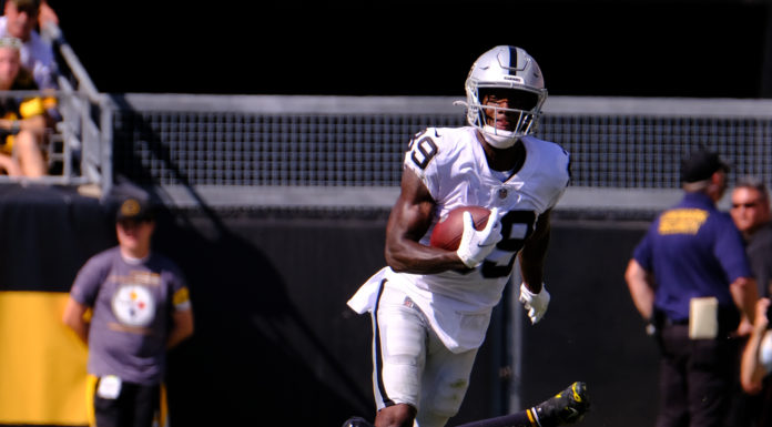 Falcons Acquire Wideout Bryan Edwards in a Trade with Las Vegas Bryan Edwards #89 during the Pittsburgh Steelers vs Las Vegas Raiders in 2021