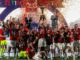 AC Milan Claims First Seria A Title in More Than a Decade Ac Milan Lift the Serie A trophy during the U.S. Sassuolo Calcio against AC Milan in May 2022