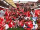 Nottingham Forest celebrate a promotion to the Premiere League in May 2022