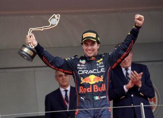 Winner Sergio Perez (MEX), Oracle Red Bull Racing at the F1 Monaco Grand Prix in May 2022