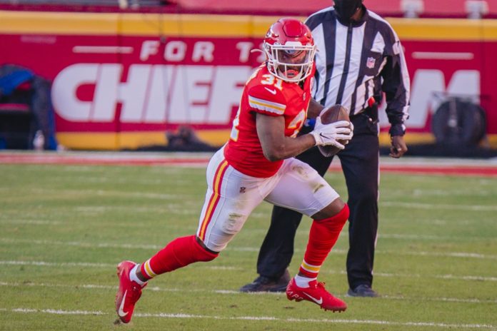 Darrel Williams with the Kansas City Chiefs in 2020