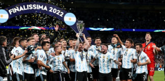 Argentina celebrated with the UEFA Finalissima 2022 trophy