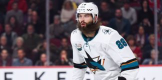 Brent Burns with the Shark in 2018