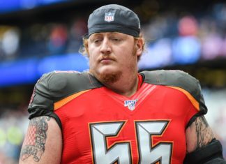Tampa Bay Buccaneers Offensive Linesman Ryan Jensen in 2019