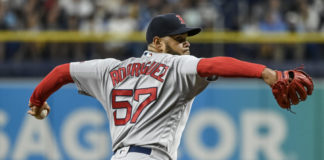 Eduardo Rodriguez with the Boston Red Sox in 2021