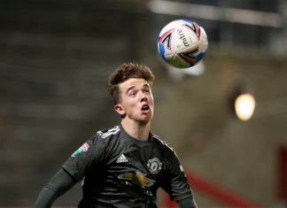 Harvey Neville with Manchester United in 2020