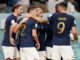 Adrien Rabiot of France celebrates scoring his sides first goal in France v Australia at the FIFA World Cup in November 2022