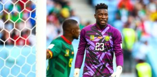 Andre Onana with Cameroon during the 2022 World Cup.