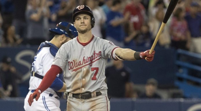 Phillies’ Star SS Trea Turner Out for 6 Weeks With Hamstring Strain Trea Turner with the Washington Nationals in 2018