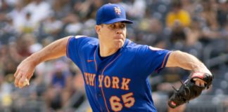 Trevor May with the New York Mets in 2021