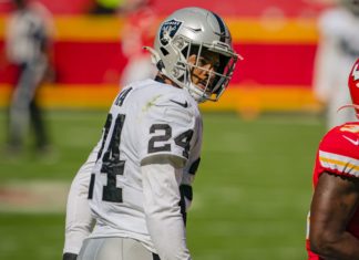 Johnathan Abram (24) with the Los Angeles Raiders in 2020