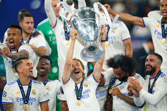 Luka Modric of Real Madrid with the UEFA Champions League 2021-2022