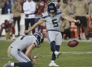 Seattle Seahawks kicker Jason Myers (5) in 2019