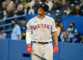 Boston Red Sox third baseman Rafael Devers in April 2022
