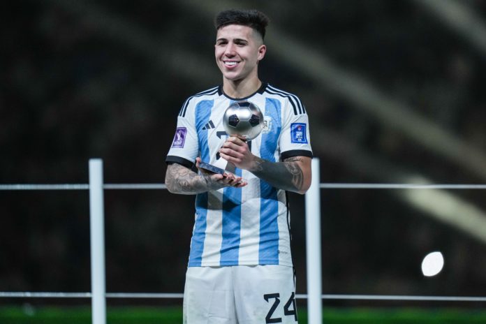 Enzo Fernandez with Argentina during the FIFA World Cup in December 2022