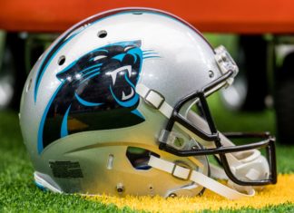 A Carolina Panthers helmet