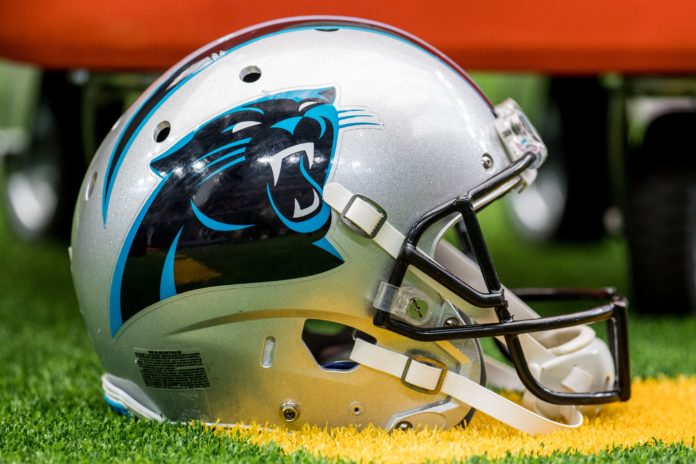 A Carolina Panthers helmet