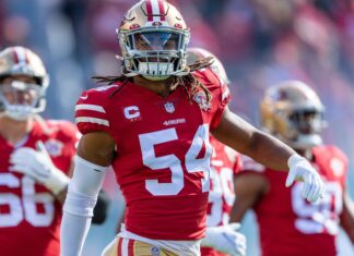 San Francisco 49ers middle linebacker Fred Warner in 2021