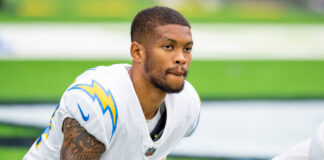 Nasir Adderley with Los Angeles Chargers in October 2022.