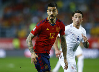Joselu Mato of Spain in March 2023
