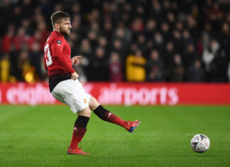 Luke Shaw with Manchester United in 2019