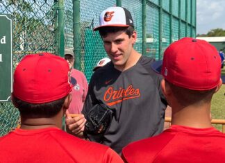 Grayson Rodriguez at Baltimore Orioles Spring Training in February 202