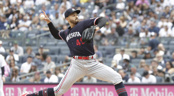 Minnesota Twins starting pitcher Pablo Lopez in April 2023