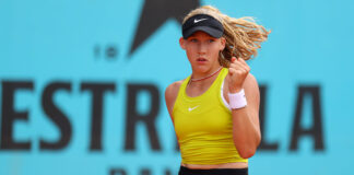 Mirra Andreeva of Russia at the Mutua Madrid Open in April 2023