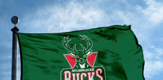 Flag with Milwaukee Bucks NBA basketball team logo