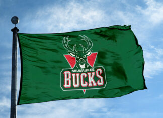 Flag with Milwaukee Bucks NBA basketball team logo