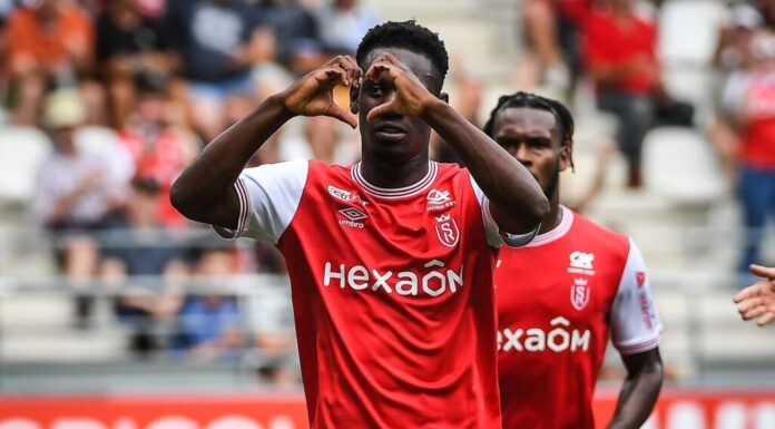 Folarin Balogun with Stade de Reims in August 2022