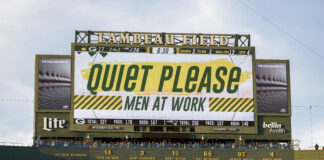 The Green Bay Packer Jumbotron during the NFL football game at Lambeau Field in 2022