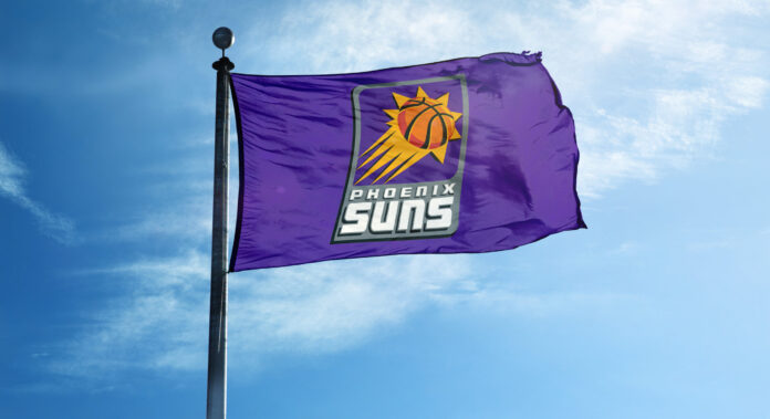 Phoenix Suns NBA basketball team logo on a flag