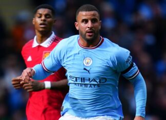 Kyle Walker with Manchester City in October 2022