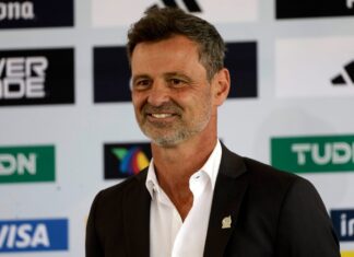 Diego Cocca being presented as the new technical director of the Mexican soccer team at the High Performance Center in February 2023