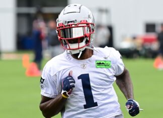 New England Patriots wide receiver DeVante Parker in June 2023
