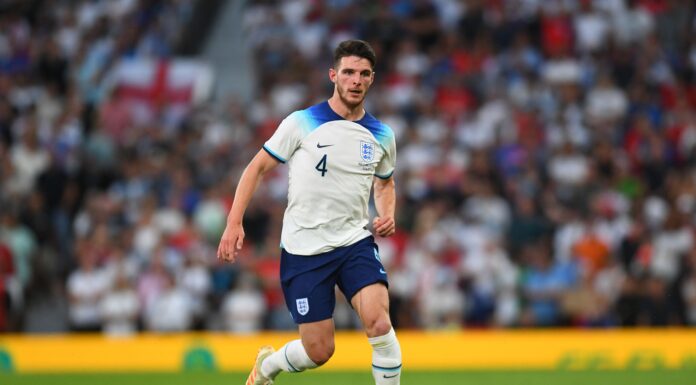 Declan Rice of England in June 2023