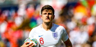 England defender Harry Maguire (Leicester City) during the UEFA Nations League 3rd place play-off in 2019