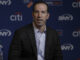 Mets general manager Billy Eppler speaks at a press conference for Japanese baseball player Kodai Senga, at Citi field in 2022