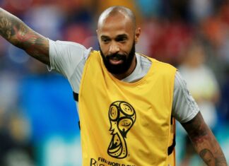 Thierry Henry as Belgium's assistant manager in 2018