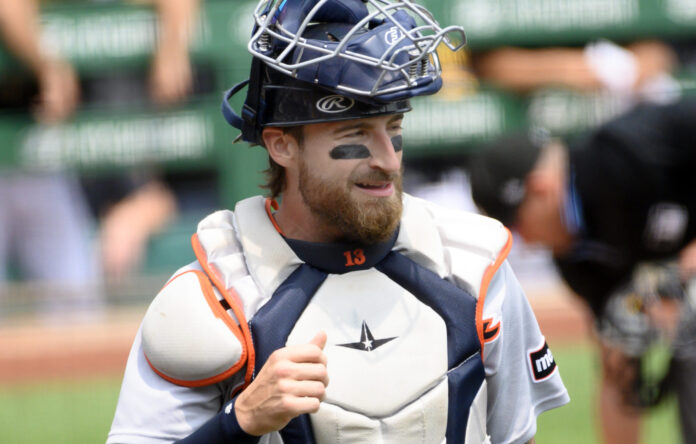 Detroit Tigers catcher Eric Haase in August 2023
