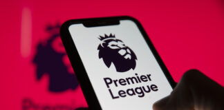 Premier league football logo on a smartphone screen.