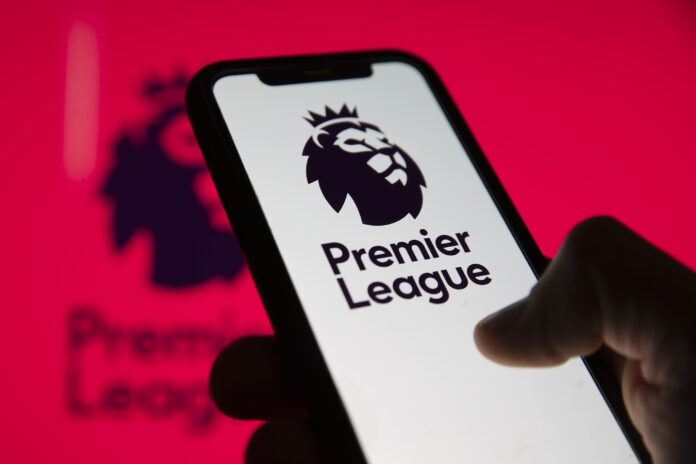 Premier league football logo on a smartphone screen.