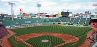 Fenway Park, the stadium of the Boston Red Sox, in Boston, Massachusetts