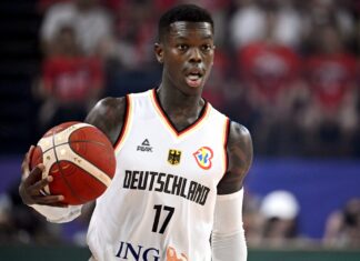 Dennis Schroder of Germany during the 2023 FIBA Basketball World Championship in August 2023