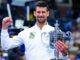 Novak Djokovic lifts the US Open trophy in September 2023