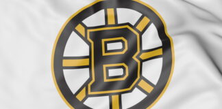 Flag with Boston Bruins NHL hockey team logo