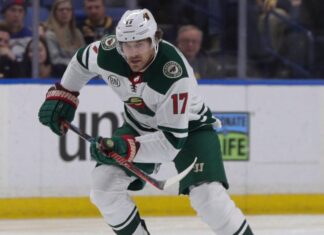Marcus Foligno with the Minnesota Wild in 2019